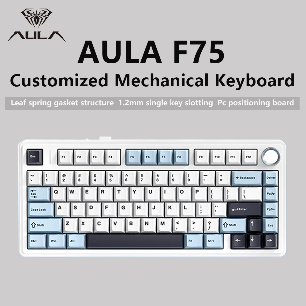 Gaming Keyboard Hot Swappable - AULA-Teclado mecánico F75 2,4G para juegos,