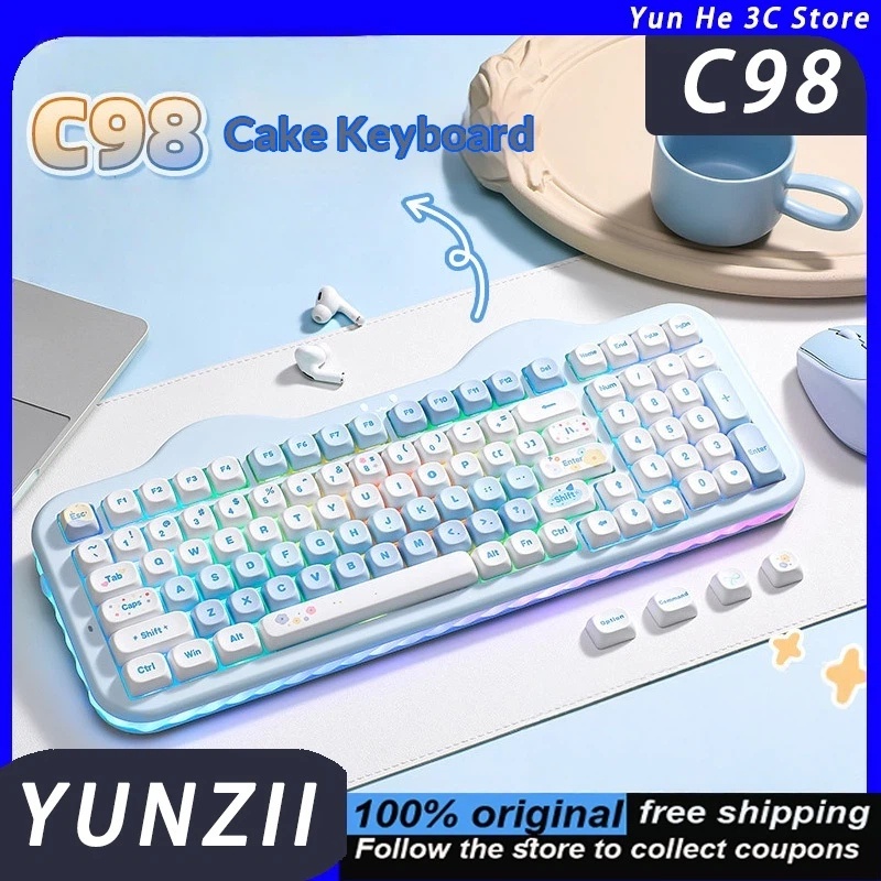 Gaming Keyboard That Is Quiet - Teclado YUNZII C98 Tri-Modo, Mecánico Silencioso,