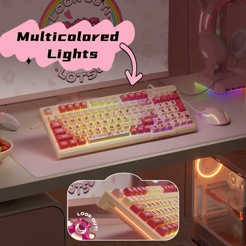 Gaming Keyboard Mouse Set - Teclado Lotso 2,4G, teclado inalámbrico para