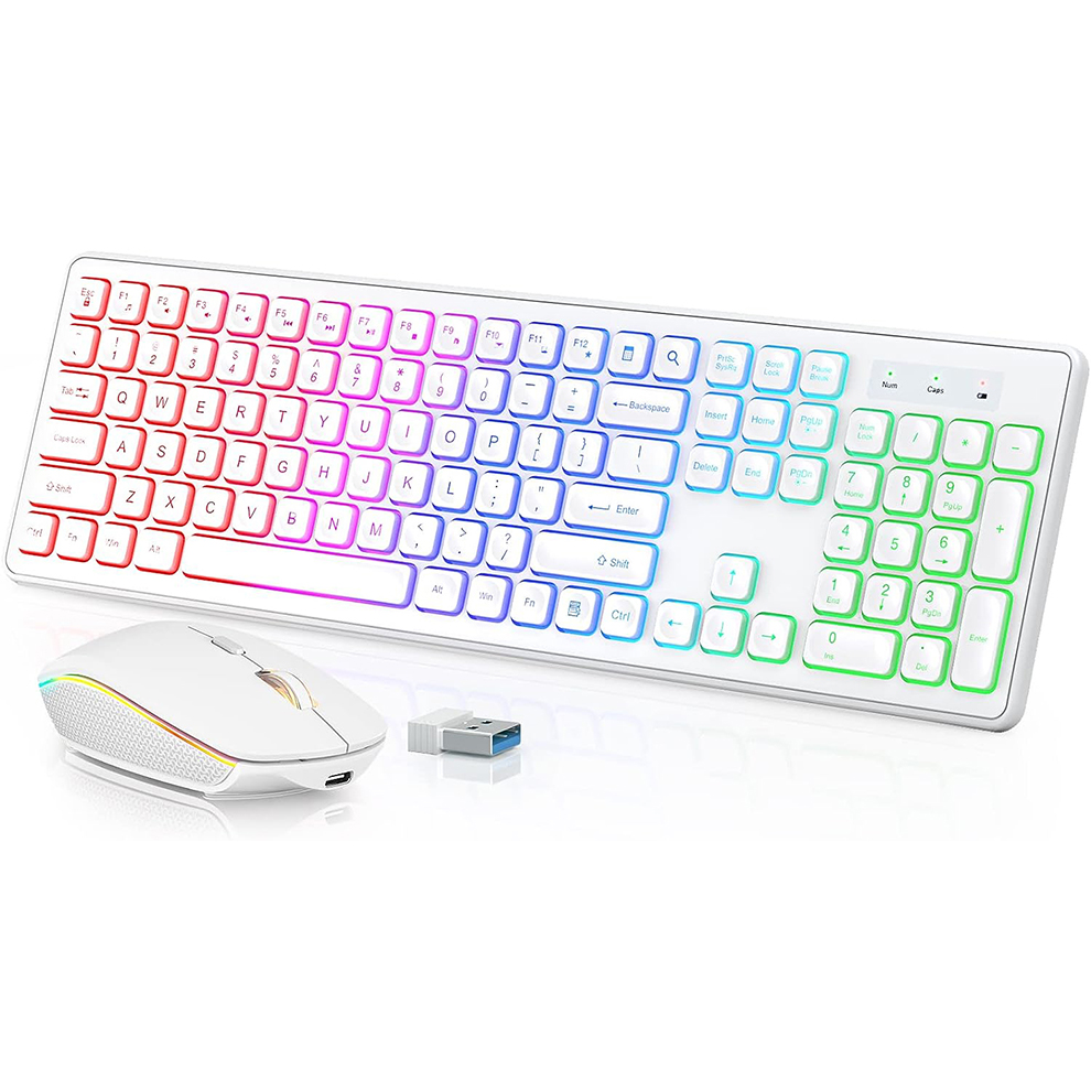 Gaming Keyboard That Is Quiet - Teclado y ratón inalámbricos retroiluminados, teclas