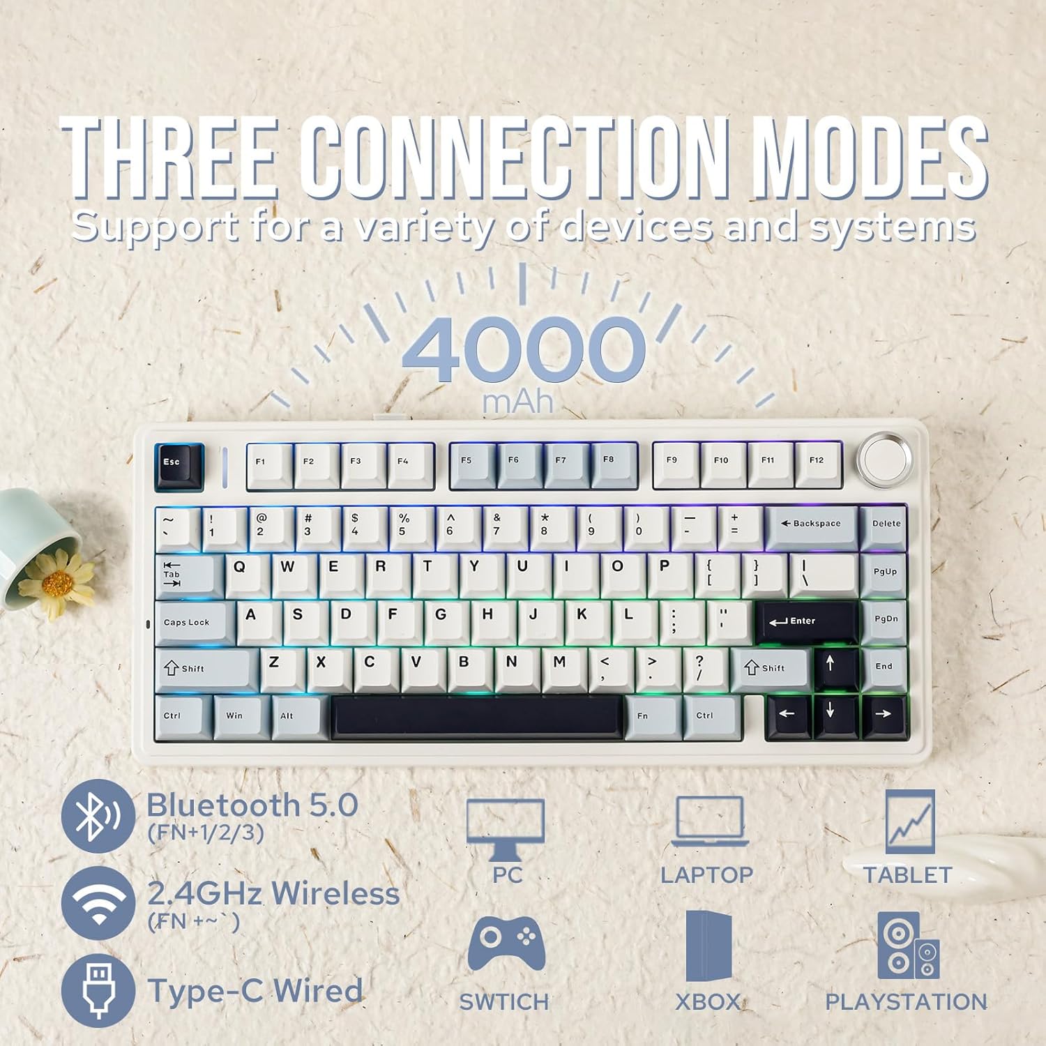 Teclado mecánico Aula F75 75%  - Gaming Keyboard Type C reseña y precio